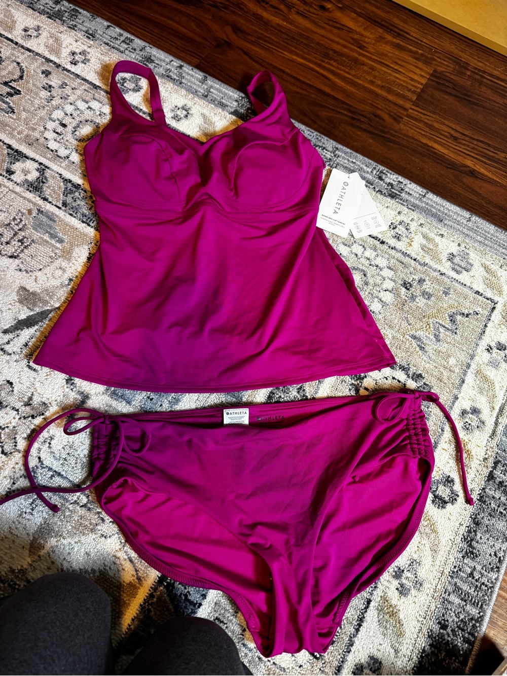 Athleta Magenta Underwire Tankini Top & Tie-Side Bottoms